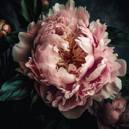 A beautiful open bud of a bright Astra flower on a black background .Created with generative AIの写真素材