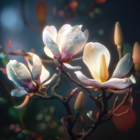 beautiful wild meadow flowers on nature dark background. Vintage outdoor photo .Created with generative AIの写真素材