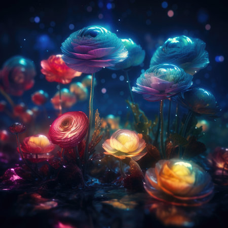 beautiful wild meadow flowers on nature dark background. Vintage outdoor photo .Created with generative AIの写真素材