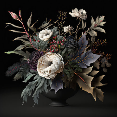 bouquet of pink peonies, dark background,..Created with generative AIの写真素材