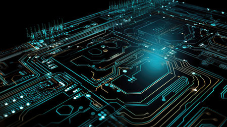 Computer generated abstract technology image. Three-dimensional 3D fractal, texture...Created with generative AIの写真素材