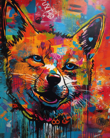Surreal portrait of a wolf in a watercolor style...Created with generative AIの写真素材