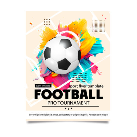 Creative soccer football tournament brochure template. Football or soccer ball on modern background. Football cover design templateのイラスト素材