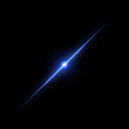 A blue, bright star flashes with luminous rays. Radiant blur with glare effectのイラスト素材