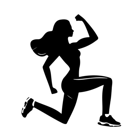 Running woman, abstract vector silhouette.のイラスト素材