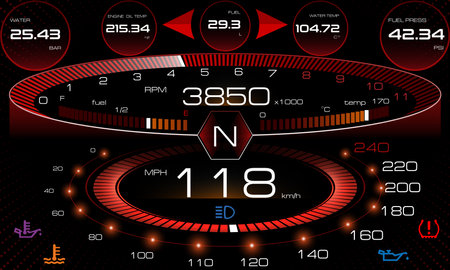 LCD Digital Back-ight Motorcycle Speedometer Tachometer Odometer MotorBike Instrument Scooter Dirt bike.のイラスト素材