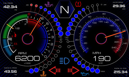 LCD Digital Back-ight Motorcycle Speedometer Tachometer Odometer MotorBike Instrument Scooter Dirt bike.のイラスト素材