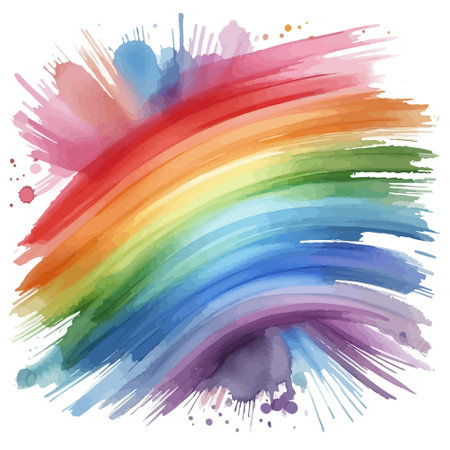 Colorful watercolor hand drawn paper texture torn splatter banner. Wet brush painted spots and strokes.のイラスト素材