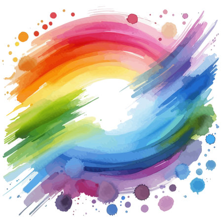 Colorful watercolor hand drawn paper texture torn splatter banner. Wet brush painted spots and strokes.のイラスト素材