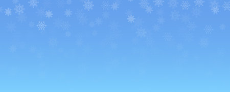 Winter landscape background with blue color and falling snowflakes. Snow illustration for New Year decorationのイラスト素材