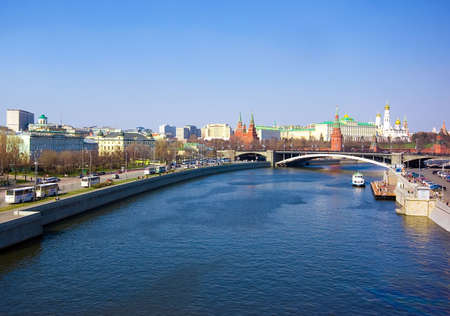 The Moscow Kremlin as seen from one of the bridgeの写真素材