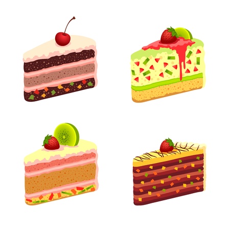 illustration - set of cakesのイラスト素材