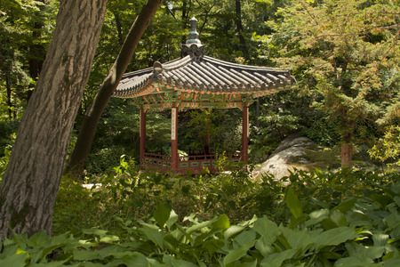 Seoul, South Korea-May 21, 2015: Soyojeong, Secret Garden of Changdeokgung Palace, Seoul, South Korea on May 21, 2015 - The forbidden place for the recreational area and retreat for the royal family. The Secret Garden, the secluded rear garden of the palaのeditorial素材