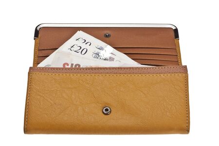 Woman yellow purse (wallet) isolated on the white background