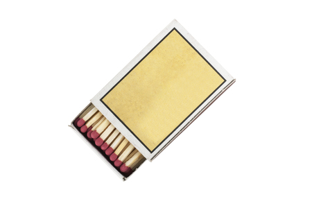 Matchbox and matches isolated on white backgroundの写真素材