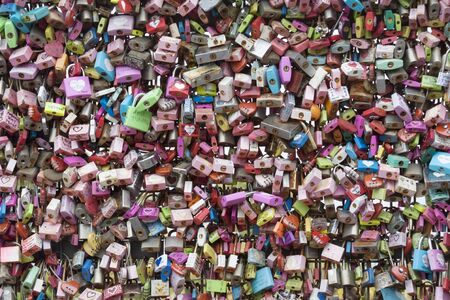 Seoul, South Korea - September 25, 2016: Colorful love padlocks, Seoul, Namsan Park