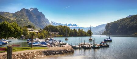 Switzerland June 01 2019: Walensee lake