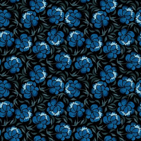 Delicate floral pattern in watercolor style. Peach flower background for textile, decor and decoration.の写真素材