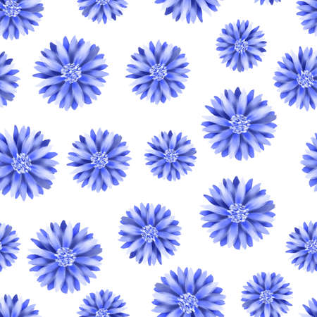 Seamless pattern of blue flowers - daisies. Spring it for design, print, decor, fabric, etc.の写真素材