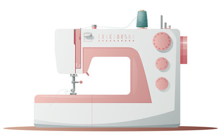 Sewing machine on an isolated background. Vector illustration of the sewing tool. The work of the seamstressのイラスト素材