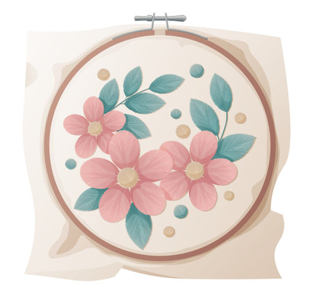 Hoop for embroidery. Hobbies, embroidery sewing workshop needleworkのイラスト素材