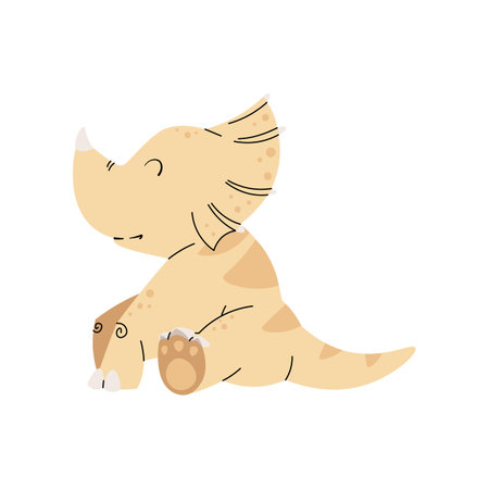 Cute cartoon dinosaur on white background. Ancient lizard in flat style. Children s illustration for design of clothes, wallpapers, greeting cards, etcのイラスト素材