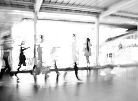 Walking people side view abstract blur motion  On sky walk の写真素材