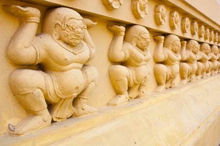 Giant sculptures carved decorative temple, Thailand の写真素材