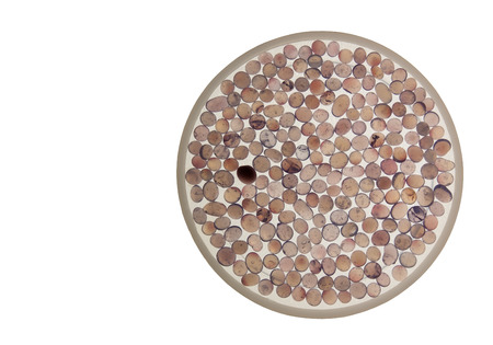 Purple silica gel on the plate.