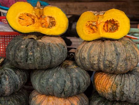 Pumpkin placed on the market,Thailand market.の写真素材