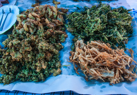 Vegetable fritters for sale on the market,Thailand market.の写真素材