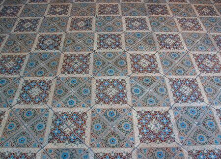 Old ceramic tile floor, Shooting angle in obliquely.