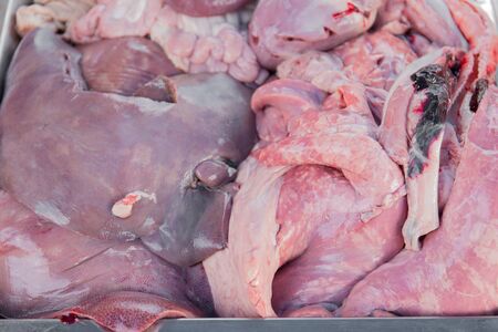 Pork entrails, sold in the market Thailand.の写真素材