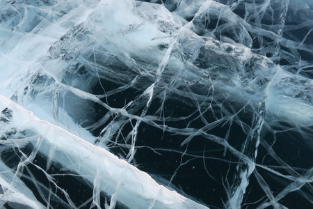 Ice hummocks on Lake Baikal, Siberia, Russiaの写真素材