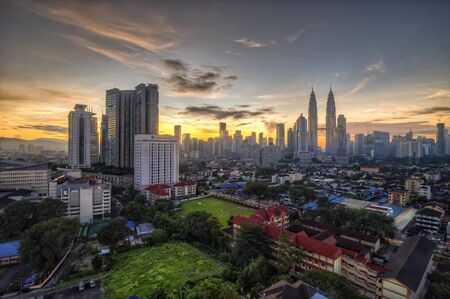 KUALA LUMPUR MALAYSIA DECEMBER 10, 2015 - Kuala Lumpur City Centre with sunriseのeditorial素材