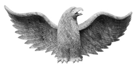 Eagle sculpture isolated on whiteの写真素材