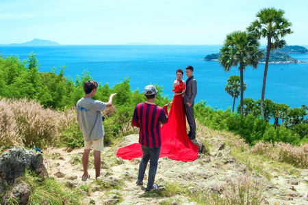 Phuket, Thailand - February 05, 2017: Wedding Thai shooting in the open airのeditorial素材