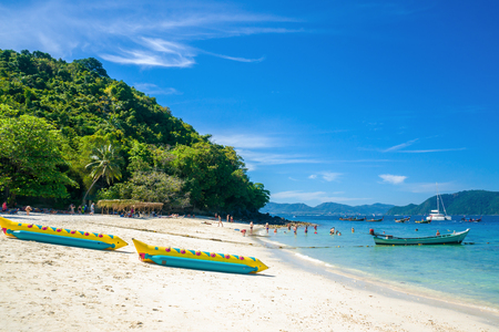 Banana beach on Coral (Ko He) island on a sunny day, Phuket, Thailandのeditorial素材