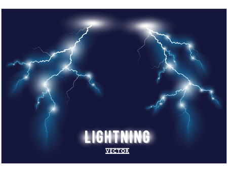Two vector blue oblique branchy lightning lines.のイラスト素材