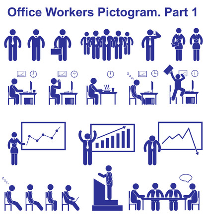 Set office workers pictograms. Business icons and symbols of peopleのイラスト素材