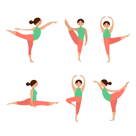 Vector flat icons set of yoga posesのイラスト素材