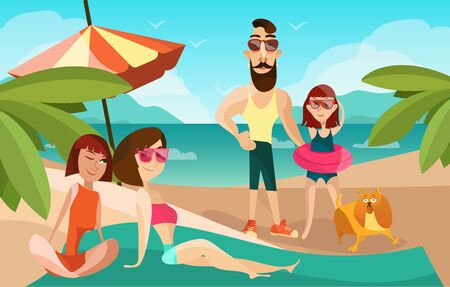 Summer vacation concept poster in cartoon style.のイラスト素材