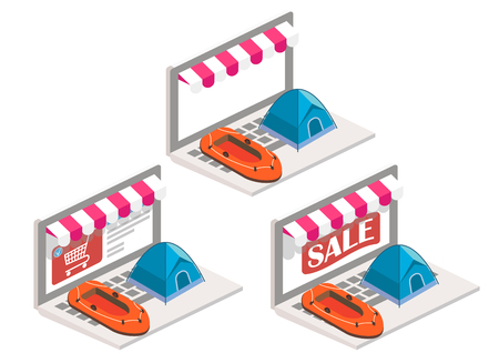 Camping online illustration.のイラスト素材