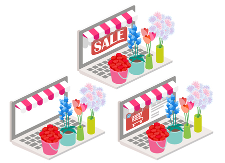 Flowers online illustration.のイラスト素材
