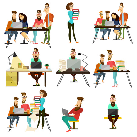 Set of office team characters icons.のイラスト素材