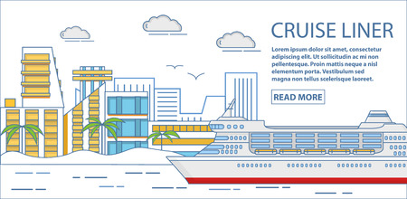 Cruise liner horizontal banner.のイラスト素材