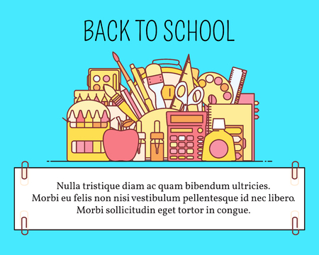Back to school concept vector illustration in flat line styleのイラスト素材