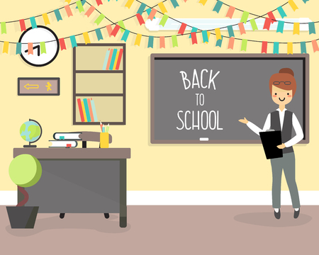 Back to school concept vector illustration in flat styleのイラスト素材