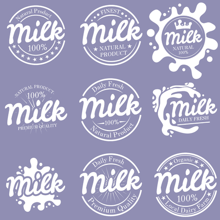 Vector milk logotypes and labels setのイラスト素材