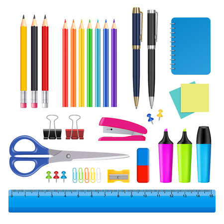 Vector school and office supplies icon set